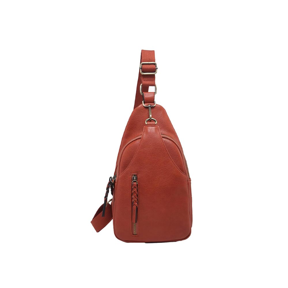 M2342-Rust Nikki Adjustable Strap Chest Purse, Vegan Leather Multipurpose :O